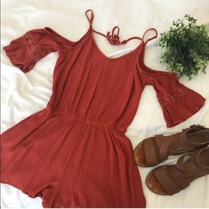 Mossimo Burnt Orange Romper! Sz. Small so cute .